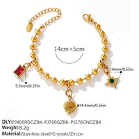 Nouvel ensemble de bijoux DIY 2026 en acier inoxydable plaqué or PVD 18 carats avec perles rondes, collier, bracelet et breloques étoiles, cœurs et coquillages – Bijoux tendance