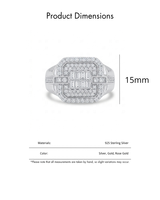 Pavement Design Zircon Moderne Élégant Bijoux S925 En Argent Sterling Bold Géométrique Déclaration Anneau pour Hommes Femmes Usine En Gros