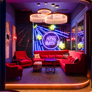 Vente en gros de meubles d'intérieur pour boîte de nuit chics narguilé tissu velours rouge canapé modulable pour bar et restaurant - Product Image 1