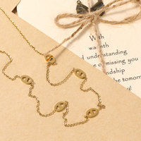Rétro Français Acier Inoxydable Plaqué Or 18K Nez de Cochon Grain de Café Chaîne Collier Titane Acier Géométrique Ovale Chaîne Collier