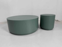 Table basse ronde convertible, couleur verte, taille et couleur personnalisables, design moderne en bois pour salon
