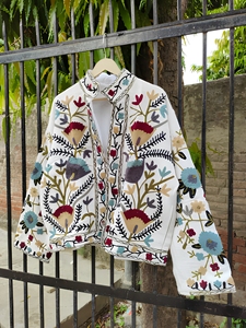 Attractive Hand Embroidered Suzani Long Jacket for Women Spring Bohemian <b>Boho</b> Gypsy Crewel Festival Special Gift - Product Image 3