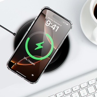 Étui de téléphone transparent premium en TPU+PC avec recharge sans fil pour 17 Pro Max, avec logo personnalisé, anti-chute, coque mobile transparente