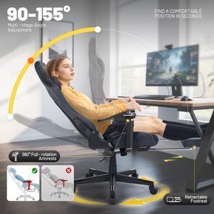 Sillas <span class=keywords><strong>Gamer</strong></span> Pro 6D con Reposabrazos Ajustables, Altura Ajustable, Silla de Juego con Masaje para Gamers Profesionales con Reposapiés Telescópico - Product Image 4