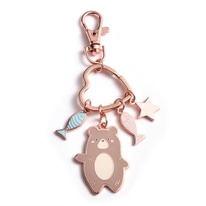 Promotional Gift Cute Heart Bling Rose Gold Enamel Key Chain Metal <b>Pom</b> <b>Pom</b> <b>Keychain</b> - Product Image 1
