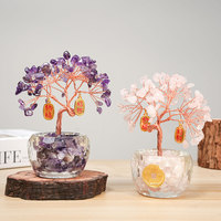 Arbre à Monnaie en Cristal Naturel, Figurine Feng Shui, Bonsaï en Pierres Précieuses Fait Main pour la Richesse et la Chance, Maison, Bureau, Vente en Gros