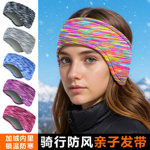 Bandeau de sport épais pour femme, doublé de polaire, pour garder au chaud, pour le cyclisme, usage occasionnel, automne et hiver - Product Image 3