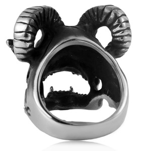 yunnique Skeleton Sheep Head <b>Titanium</b> Steel <b>Ring</b> Men's Fashion Jewelry Gift - Product Image 3