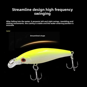 신상품 ABS 소재 프린트 싱킹 바텀 피싱 훅 포함 인조 하드 베이트 잉어 배스 미노우 루어 - Product Image 3