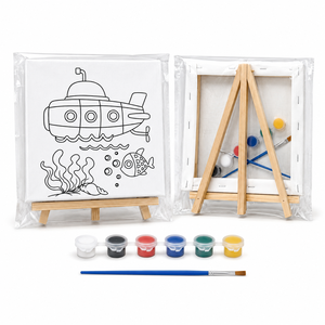 Toile tendue en bois écologique 20x20cm, style dessin animé pré-dessiné, pour peinture à l'huile DIY, idéale pour portraits d'adultes - Prix de gros abordable - Product Image 5