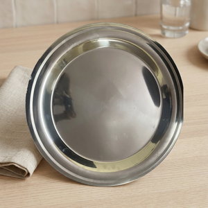 Assiette ronde classique en acier inoxydable, grande taille, motif uni, pour le camping, passe au lave-vaisselle et au micro-ondes, durable, qualité alimentaire, sans BPA - Product Image 2