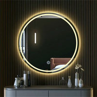 Miroir LED de salle de bain mural intelligent rond avec interrupteur tactile anti-buée étanche