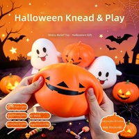 Mainan Squishy Hantu Halloween, Hantu Lucu Oranye & Putih PU Slow Rebound Penghilang Stres Seram