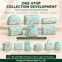 Sac de rangement cosmétique en PU souple résistant à l'eau, à poignée ouverte, élégant, pour usage quotidien en voyage, couleur unie de luxe avec logo