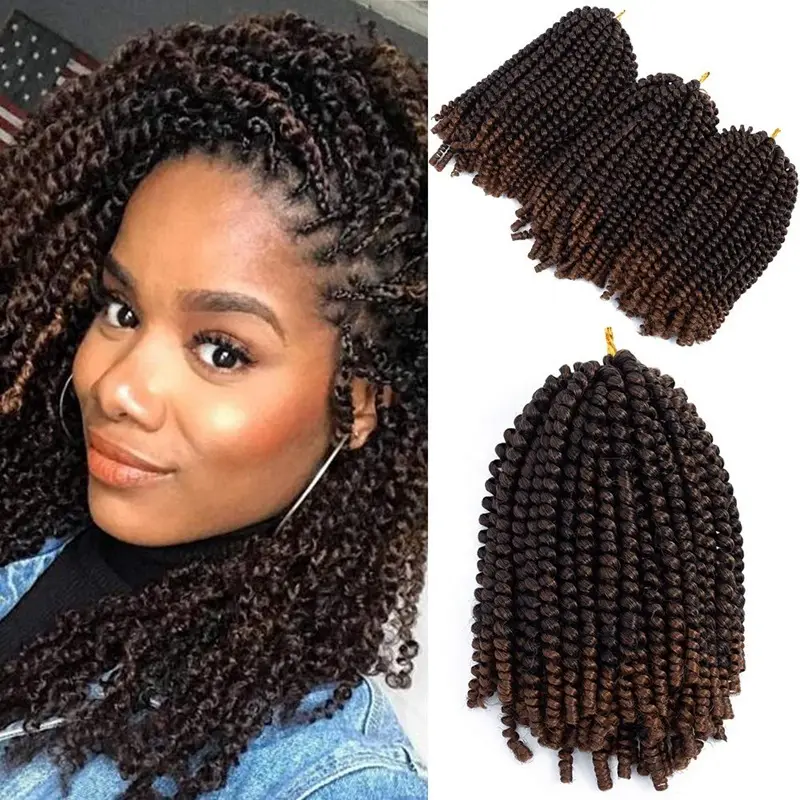 Spring Twist Hair Wholesale synthetic colorful afro kinky curly hair bulk spring passion twist water wave crochet braid hair