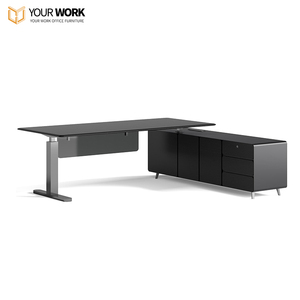 Elektrisch Modern Staand L-Vormig Houten Paneel Baas Bureau Hoogte Verstelbaar Tafelframe Cabriolet 3 Stage Lift Kantoor Executive - Product Image 6