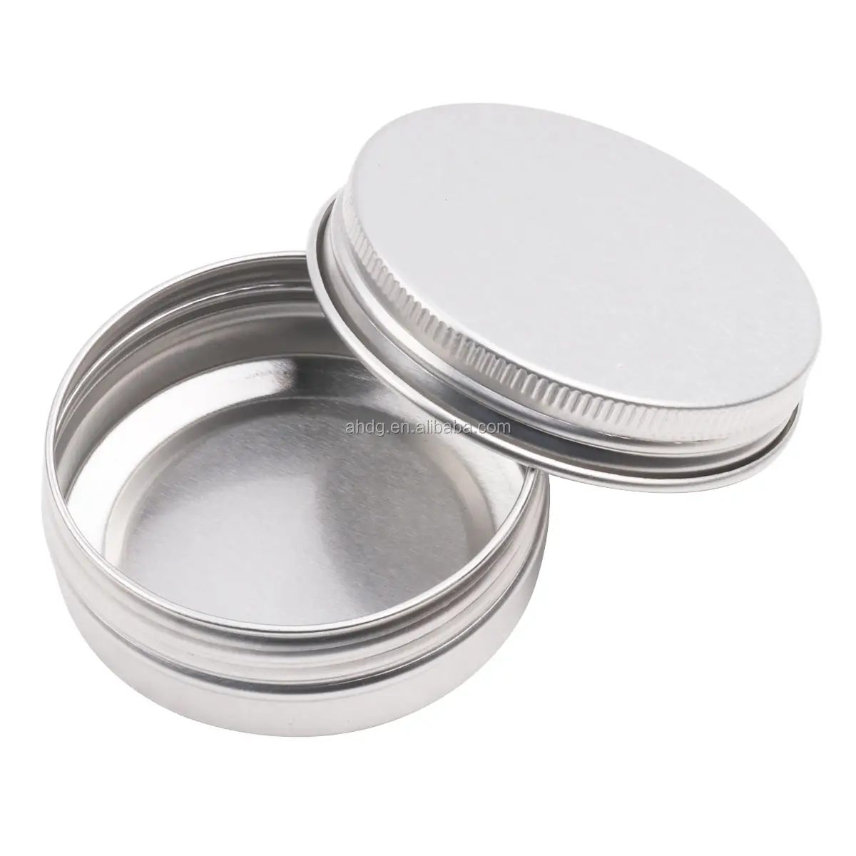 custom wholesale 2oz round cosmetic cream candy spice pill mint small black metal mini tin Box with screw lid jar aluminum can