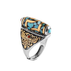 Joias, Estilo Étnico, <span class=keywords><strong>Retro</strong></span> Feito à Mão, Rotativo, Tianzhu, Abertura Ajustável, Anel Personalizado para Dedo Indicador, Masculino e Feminino - Product Image 5