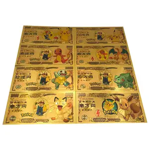 금속 공예 일본 애니메이션 Pokemen 피카추 Chariza Eevee 공룡 골드 10000 연의 지폐 지폐 컬렉션 어린이 선물