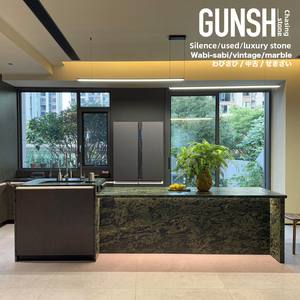 เคาน์เตอร์หินอ่อนสีเขียวแฟนตาซีคุณภาพดีจากหินธรรมชาติ สำหรับเคาน์เตอร์<span class=keywords><strong>ครัว</strong></span> เกาะกลางห้อง<span class=keywords><strong>ครัว</strong></span> และท็อปโต๊ะเครื่องแป้ง ออกแบบตามสั่งสำหรับตกแต่งบ้าน - Product Image 2