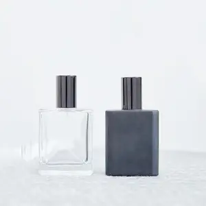 wholesale atomizer square black transparent glass bottle perfume spray bottles 50ml