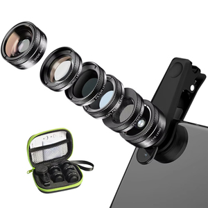 Objectifs interchangeables pour appareil photo de téléphone universel, objectif fisheye, grand angle, macro, filtre CPL/étoile ND32, <span class=keywords><strong>kit</strong></span> 6 en 1 pour 98% des smartphones - Product Image 1