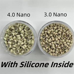 1000 pièces/bouteille, anneaux micro-nano de 3,0 mm et 4,0 mm avec revêtement en silicone, faciles à utiliser pour les extensions de cheveux - Product Image 3