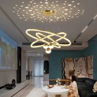 Style de luxe décoration résidentielle salon salle à manger double anneau LED salle à manger moderne rond or luxe Led suspension