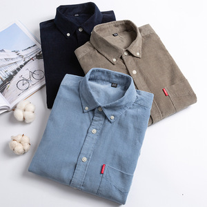 Camicie Business da Uomo di Alta Qualità in Velluto a Coste 100% Cotone Stile Giapponese a Tinta Unita, Camicie Eleganti da Uomo Anche in Taglie Forti - Product Image 4