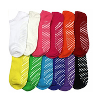 Chaussettes de yoga antidérapantes pour femmes en coton avec logo personnalisé Grip Barre Trampoline Cheville Pilates