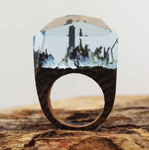 Retrò Gioielli Fatti A Mano In Legno Grezzo Fiore Della Resina Anello da <span class=keywords><strong>Uomo</strong></span> - Product Image 6