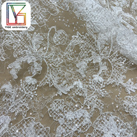 Haute qualité Tulle cordon broderie perle maille dentelle tissu luxe blanc mariée perlée Sequin Net dentelle tissu pour robes de mariée
