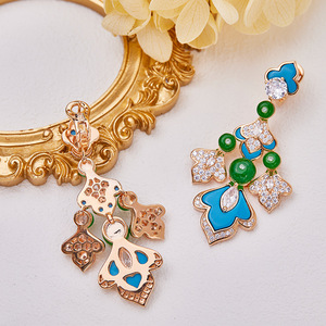 El más nuevo collar de Gargantilla azul turquesa chapado en oro con forma de <span class=keywords><strong>abanico</strong></span> de lujo para conjuntos de joyas de fiesta de noche - Product Image 4