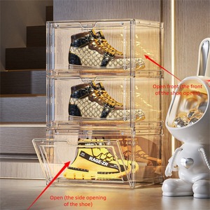 Caja de almacenamiento y organización multifuncional transparente, personalizable, ecológica, portátil, desmontable y combinable para zapatos. - Product Image 3
