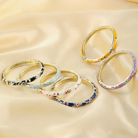 Gelang Bunga Berlapis Berlian Mewah Ringan, Model Terbaru, Bahan Alloy, Desain Enamel Cloisonne, Gaya Elegan, Diskon Besar