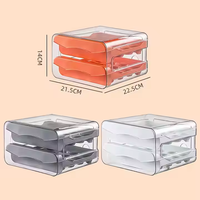 Boîte de conservation alimentaire écologique, support de rangement pour œufs, plateau avec couvercle, 32 compartiments, type tiroir, organisateur de réfrigérateur pour la conservation de la fraîcheur