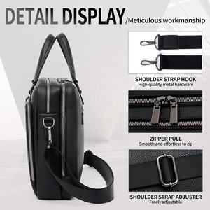 Maletín Profesional de Gran Capacidad Resistente al Desgaste con Bolsillos Organizadores, Bolsa de Mensajero de Cuero PU para Laptop de 15 Pulgadas - Product Image 2