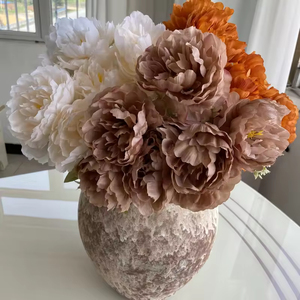 Ramo de peonía de seda de 7 cabezas de estilo nórdico, flores artificiales para decoración del hogar y la boda - Product Image 4
