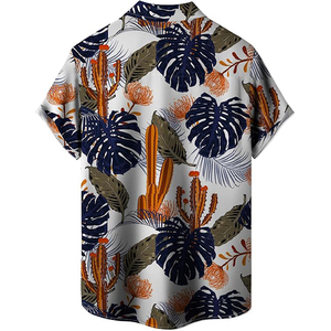 เสื้อฮาวายแขนสั้นทรงหลวมสำหรับผู้ชายมีปกตั้งพิมพ์ลายสำหรับรีสอร์ทริมชายหาดระบายอากาศได้ดีติดโลโก้ได้ตามต้องการ - Product Image 5