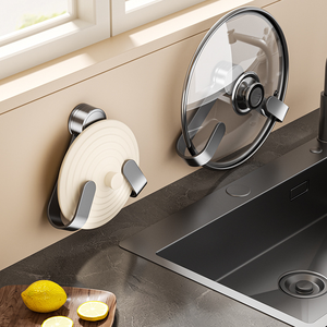 Sans trous de perforation Ventouse rotative Crochet pour couvercle de pot Support mural à forte aspiration Support de rangement de cuisine - Product Image 5