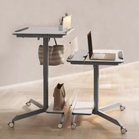 Meja Angkat Pneumatik Aluminium Ergonomis Modern untuk Komersial, Perakitan Mudah, Multi-Fungsi, Meja Lipat dengan Ruang Penyimpanan CPU