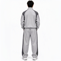 Ensembles de survêtements tendance en coton personnalisés, veste zippée patchwork et pantalon de jogging, survêtement personnalisé pour homme
