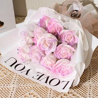 Bouquet de fleurs de savon artisanales douces et populaires sur Internet, dégradé de roses, fini, créatif, pour la Saint-Valentin et Noël, vente en gros