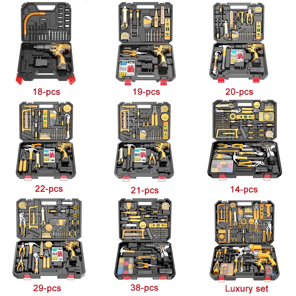 Set di utensili per la casa professionale Set Combo Set di Kit per la riparazione della casa durevole all'ingrosso kit di hardware per uso domestico multifunzionale Kit per elettricita'