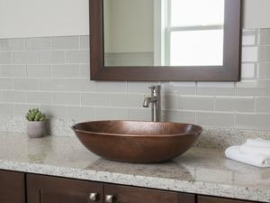 Évier de cuisine rustique en cuivre martelé fait main, style ferme, avec patine antique, finition décorative - Product Image 3