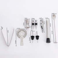 Ensemble de cocktails de qualité supérieure en acier inoxydable 12 pièces avec support en bambou, shaker à cocktails 350/550/750 ml, kit de barman