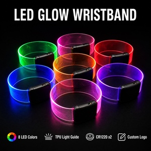 Bracelets LED lumineux en TPU pour concerts, festivals, boîtes de nuit, cadeaux de fête, logo personnalisé, accessoires lumineux pour événements musicaux - Product Image 1