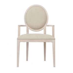 P2202 Sedia da Pranzo in Stile Vintage Francese <span class=keywords><strong>con</strong></span> Schienale Rotondo e Braccioli, Imbottita in Legno per Casa e Hotel - Product Image 3