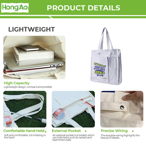 Hongao tùy chỉnh vải Tote Túi thể thao đa Túi vai Crossbody cầm tay DIY quảng cáo cầu lông/Quần vợt phim hoạt hình - Product Image 6