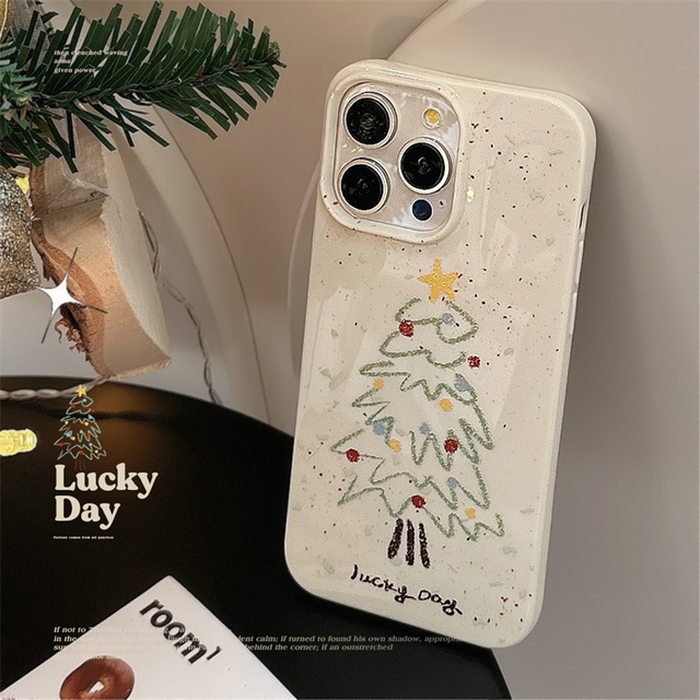 Soft Cartoon Christmas Tree Pattern Phone Case for iPhone 18Pro 17 16 15 14 13 12 11 Pro Max XR XS Silicone Shockproof Cover